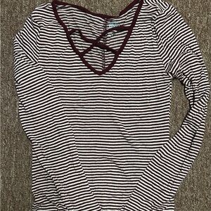 SO Black and White Fitted Cut Out Blouse